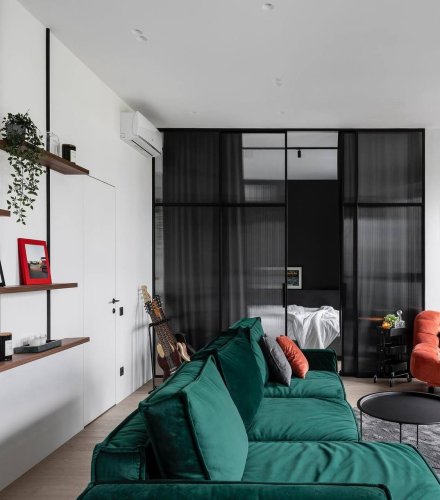 Раздвижная перегородка с рифлёным стеклом